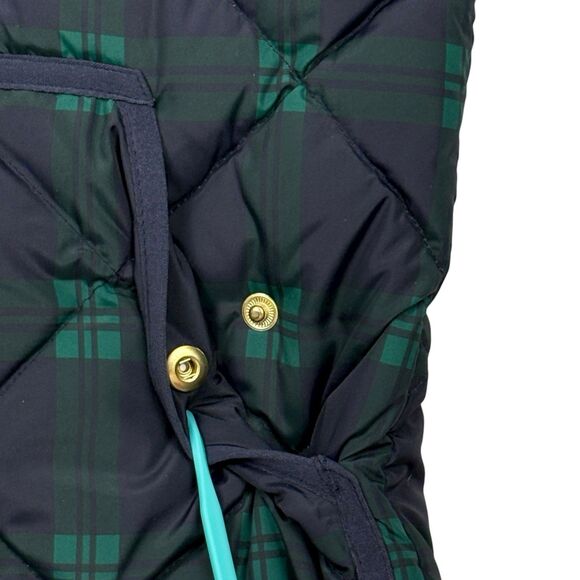 J.Crew Excursion Quilted Down Vest Blackwatch Plaid Holiday Puffer Gold Zip XS - Picture 7 of 14